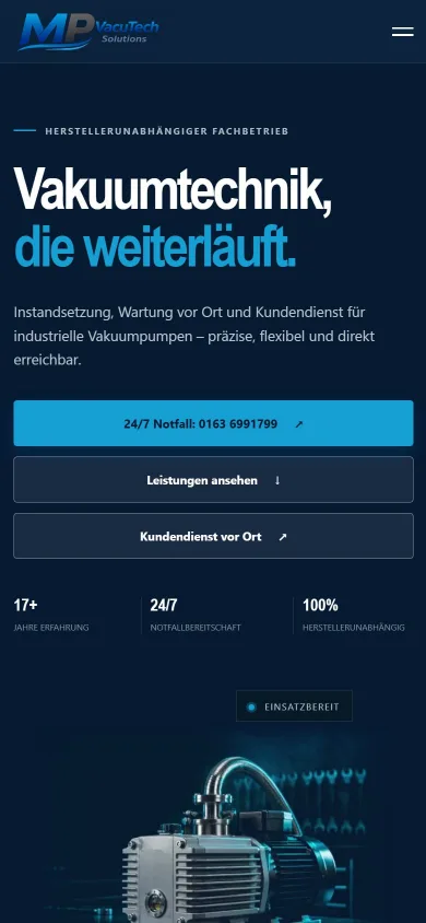 Dieselbe Website auf einem Smartphone